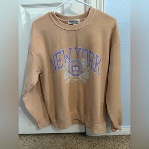 Miss Selfridge Peach New York Graphic Crewneck